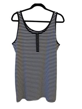 Torrid super soft rib knit black & white striped tank top hook & eye 3XL NWT
